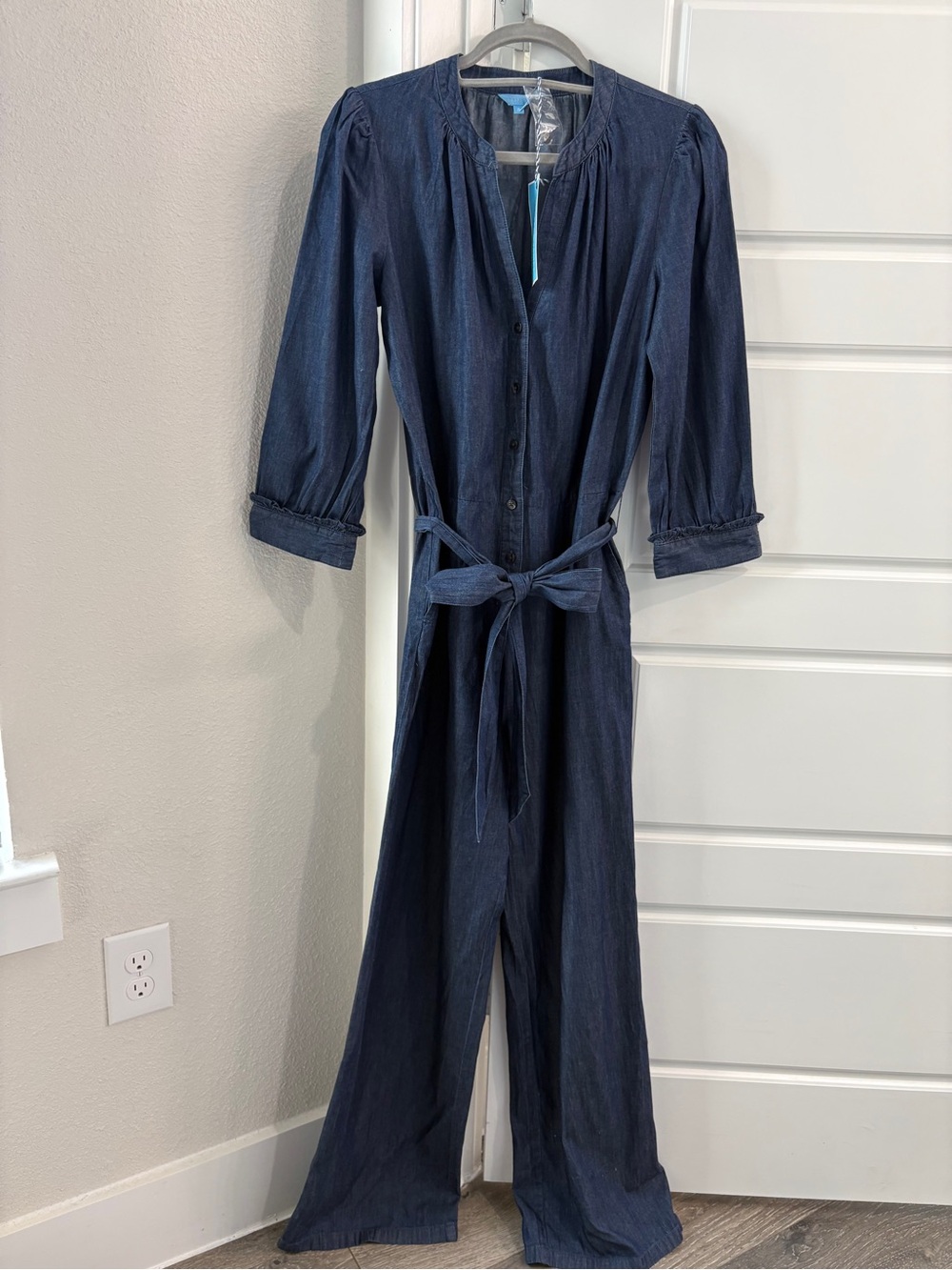 Draper James 100% cotton One-Piece Jumpsuit with Tie Belt